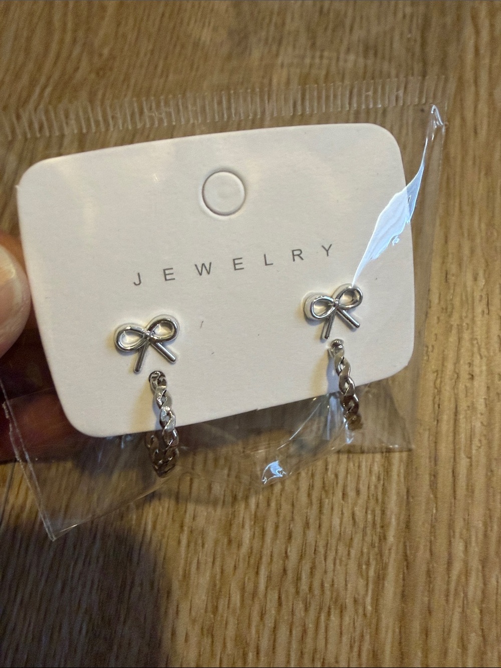 Silver Bow & Criss Cross Hoops Earring Set NIP